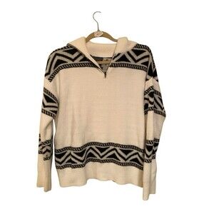 Rain & Rose Black & White Cow Knit Sweater Cozy Sz.L